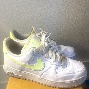 White Nike Air Force 1 '07 Next Nature with Bright Green Swoosh